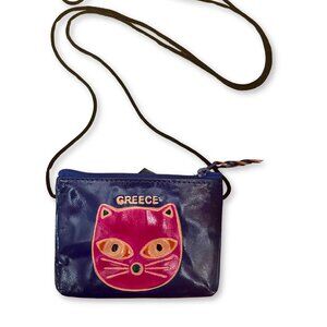 Handmade Leather Cat Coin Purse – Greece Souvenir, Crossbody Bag